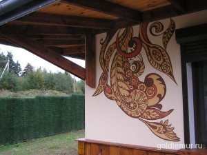 Роспись фасада дома Жар Птицами